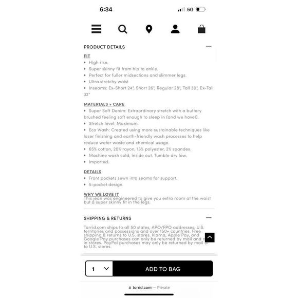 Torrid 16r midrise super skinny blue jean/denim jegging legging nwt - Picture 7 of 7